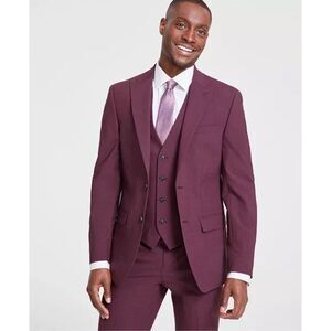 Bar III NWT Slim Fit Wool Blend Suit Jacket Red/Burgundy 38 Long